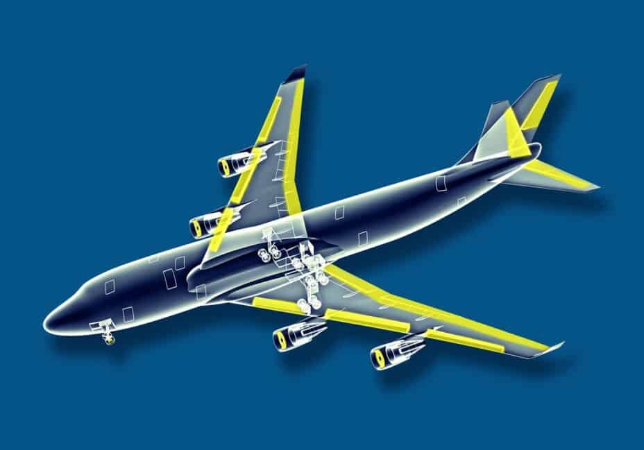 x-ray plane isolated on a black background airplane tephlon bearings